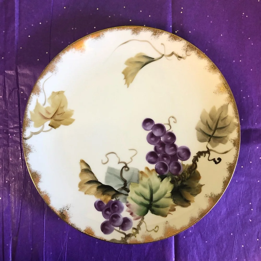 Lefton China Hand Painted Grapes Pattern Plate Vintage